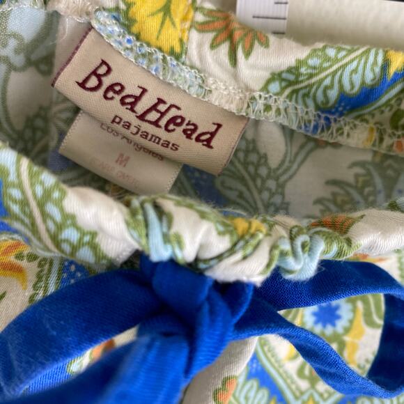 BedHead Damask Poplin Pajamas Size M Green Blu Cotton Long Sleeve Pants PJs Set - Picture 10 of 12